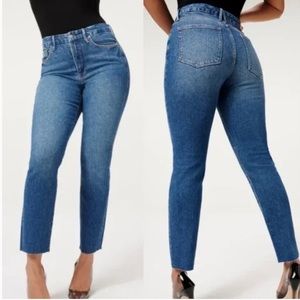 NWT Good American Good Classic Raw Hem High Rise Jeans Blue940